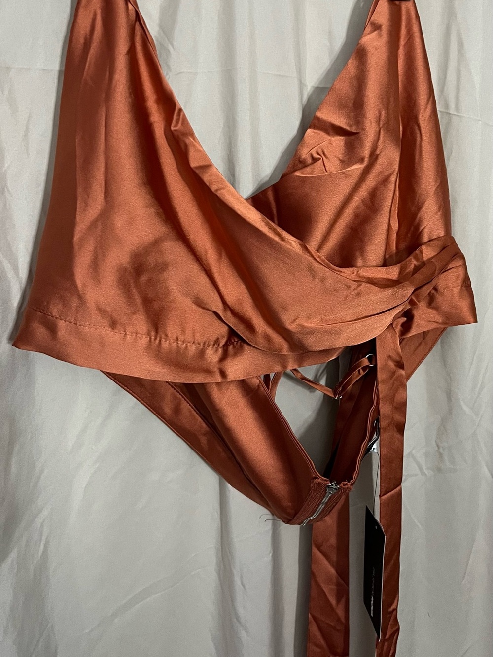 Fashion Nova Copper Satin Crop Top